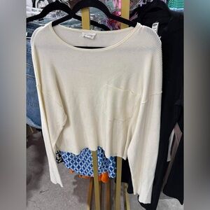 Cream Ribbed Women's Sweater